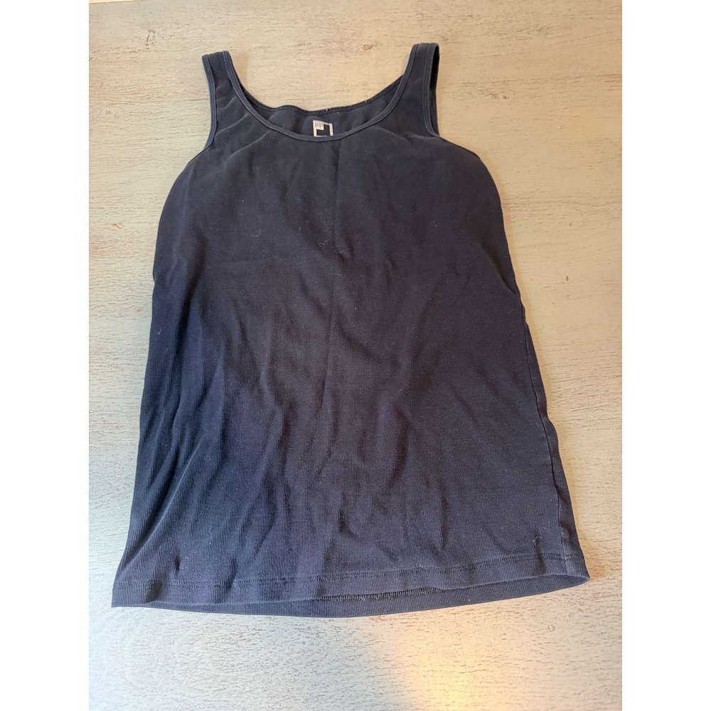 JCP Ribbed Tank Top Black Scoop Neck Sleeveless Cotton Blend XL